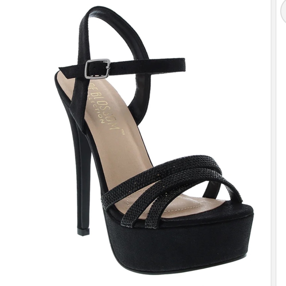 Black shimmer high heels